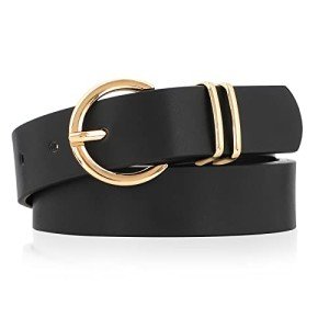 Stylish Women's Leather Belts with Gold Buckle