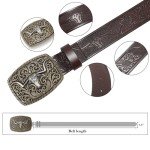 Western Cowboy Belt with Longhorn Bull Buckle