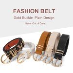 Stylish Women's Leather Belts with Gold Buckle