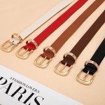 Stylish Women's Black Leather Belt with Gold Buckle