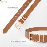 3 Pack Women's Leather Belts with Gold/Silver Buckles