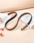 Reversible Leather Skinny Belt for Women