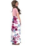 storeofbaby Dress for Girls Floral Empire Waist Flowy Swing Maxi with Pockets, 12-13 Years