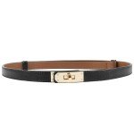 Women's Adjustable Skinny Leather Belt with Lock Buckle