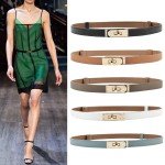 Women's Adjustable Skinny Leather Belt with Lock Buckle