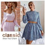 2 Pack Women's Leather Belts with Gold Buckles