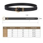 2 Pack Women's Leather Belts with Gold Buckles