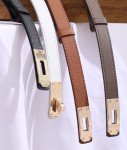 Women's Adjustable Skinny Leather Belt with Lock Buckle