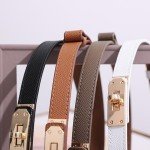 Women's Adjustable Skinny Leather Belt with Lock Buckle