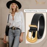 Vintage Black Leather Western Belt with Gold Buckle