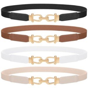 4 Pack Women's Elastic Thin Waist Belts