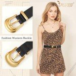 Vintage Black Leather Western Belt with Gold Buckle