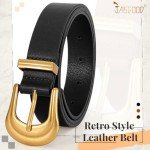 Vintage Black Leather Western Belt with Gold Buckle