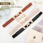 4 Pack Women's Elastic Thin Waist Belts