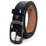 Genuine Leather Women's Black Belt with Alloy Buckle