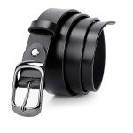 JASGOOD Plus Size Women's Black Leather Belt