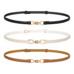 3 Pack Adjustable Leather Skinny Belts for Women
