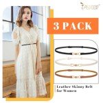 3 Pack Adjustable Leather Skinny Belts for Women