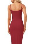 WNEEDU Womens Slip Maxi Dress Sexy Ribbed Bodycon Dresses Square Neck Sleeveless Long Dress, Burgundy M