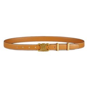 Stylish 2.3cm Skinny Leather Belt with Gold Buckle