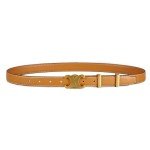 Stylish 2.3cm Skinny Leather Belt with Gold Buckle