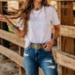 Brown Embossed Western Leather Belt for Everyone