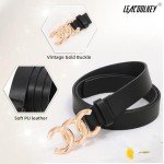 3-Pack Women's Leather Belts with Gold Buckles
