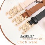 3-Pack Women's Leather Belts with Gold Buckles