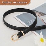 JASGOOD Women's Skinny Leather Belt with Gold Buckle