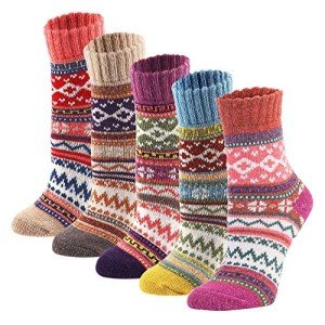 5-Pack Women's Vintage Thick Knit Winter Socks