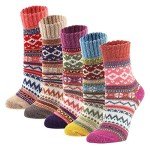 5-Pack Women's Vintage Thick Knit Winter Socks