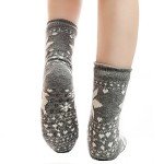 Cozy Grey Reindeer Fuzzy Slipper Socks for Women