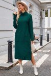 Arach&Cloz Womens Green Christmas Sweaters Dress Turtleneck Casual Loose Maxi Dress for Fall Winter 2024 Trendy(Forest Green,L)