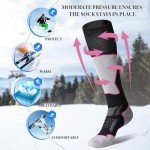 Warm Merino Wool Ski Socks for Women - 2 Pairs