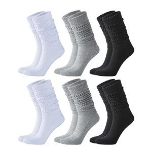 6 Pairs Soft Extra Long Slouch Socks for Women