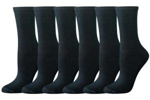 Amazon Essentials Women's Crew Socks - Black 6-Pack