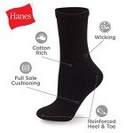 Hanes Women's Black Crew Socks - 10 Pack