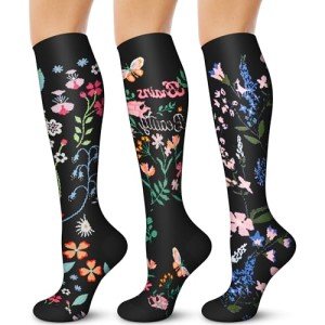 Compression Socks for Women - 3 Pairs (15-20 mmHg)