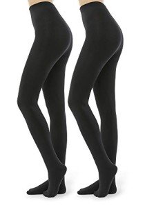 Fleece Lined Winter Tights for Women - 2 Pairs