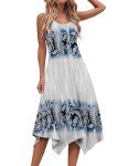 Hotouch Women's 2024 Summer Boho Floral Print Scoop Neck Ruffle Swing Beach Long Maxi Dress Tribal Print Large