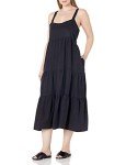 The Drop Women's Britt Tiered Maxi Tent Dress, OffBlack, S