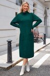Arach&Cloz Womens Green Christmas Sweaters Dress Turtleneck Casual Loose Maxi Dress for Fall Winter 2024 Trendy(Forest Green,L)