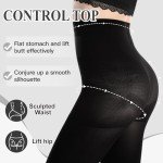 2 Pairs Women's Black Opaque Control Top Tights