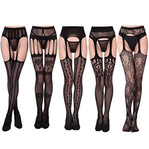 5 Pairs Lace Fishnet Tights for Women