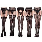 5 Pairs Lace Fishnet Tights for Women