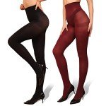2 Pairs Women's Control Top Semi-Opaque Tights