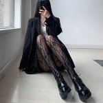 Black & White Floral Lace Fishnet Tights Set