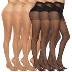 6 Pairs Women's Sheer Silky Control Top Pantyhose