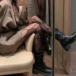 Black & White Floral Lace Fishnet Tights Set