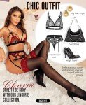 RSLOVE Women's Lace Top Thigh High Stockings - Wine Red